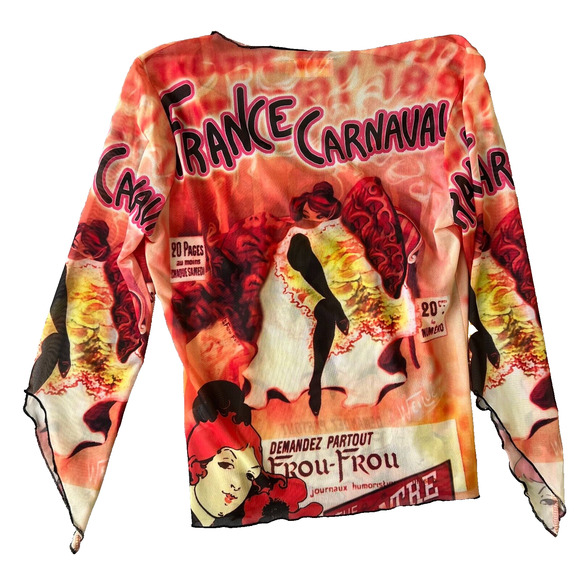 TOPSY TURVY Women’s Top Multicolor Mesh Size L Parisian Motif - Picture 5 of 5